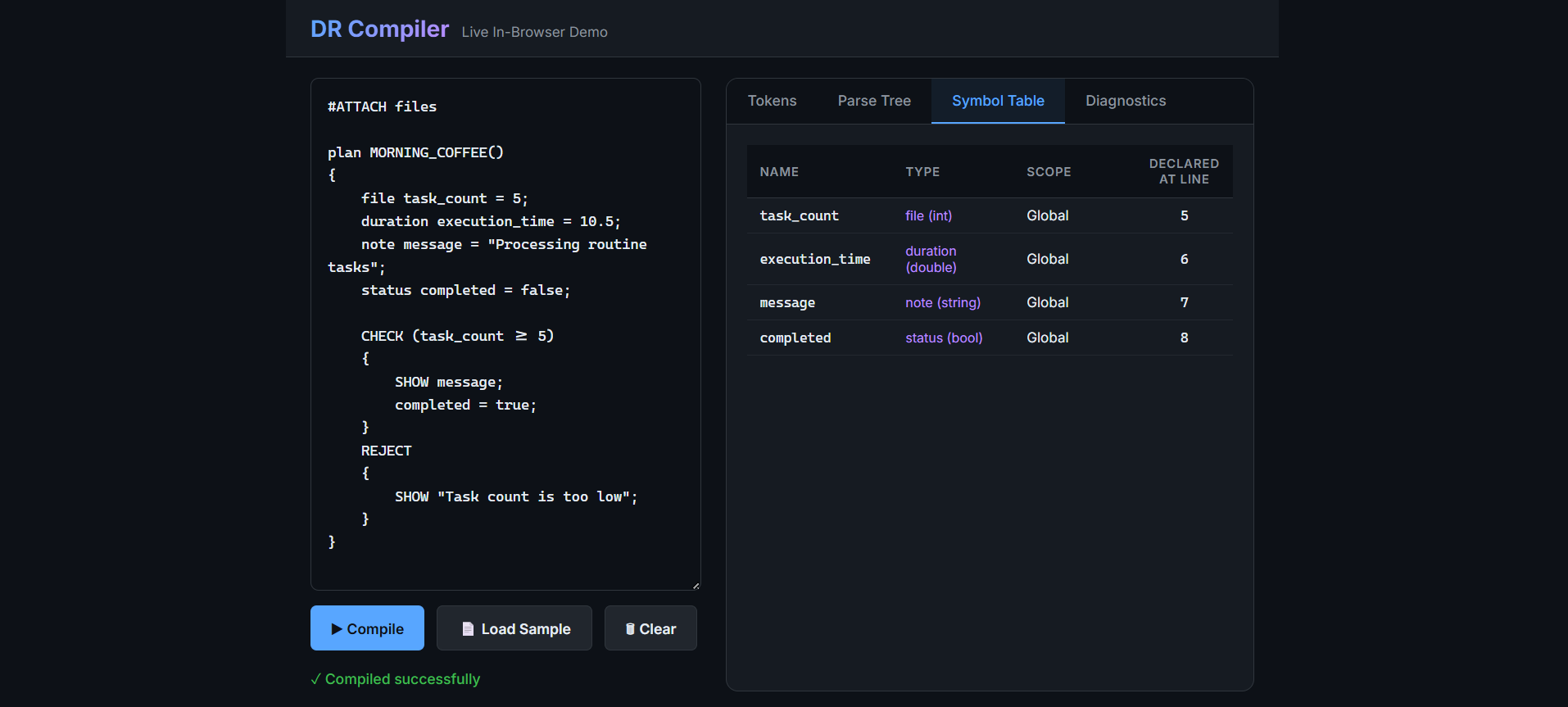 DR Compiler screenshot